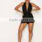 Pleated elastic waist halterneck summer playsuit