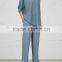 Wholesale Women Apparel Pleated Front Elasticated Waist Light Blue Silk Crepe Trousers(DQE0374P)