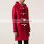 China direct factory red custom hooded wool women duffle coat