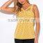 trendy woman yellow chevron print cut out party bulk tank top