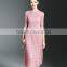 Elegant lady lace hollow out embroidery A-line pleated fold lace dress