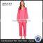 Contrast Piping Long Sleeves Pyjamas Set Notched Collar Left Chest Pocket Pink Silk Satin Sleepwear