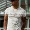 Grey Marl Plain 94% Cotton 6% Elastane Men's Gym Fitted T Shirt Blank Longline Curved Hem T-Shirt Long Drop Tee
