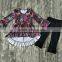 Wholesale Kids Girls floral dress black Ruffled Pants Outfit