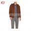 light Brown Men's frosting Leather jacket with hood