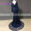 Navy Blue Prom Dresses vestiods de noiva Long Sleeves with Lace Evening Gowns
