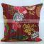 16* Embroidery Indian floral print kantha Handmade Kantha Cushion Pillow Cover Throw work Decorative Traditional Art Brown