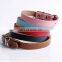 Plain Color Genuine Leather Dog Collar Real Cow Leather Pet Leash Pet Supplies