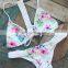 Push Up Bikini Set Backless Knitting White Floral Women Swimwear Sexy Swimsuit Plus size