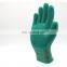 Working gloves poly cotton liner green latex rugged safety gloves