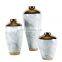 Luxury Marble Design Home Decoration  Plated Porcelain Craft gold edge vase