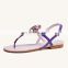 Latest flower design ladies pink color ankle strap flats sandals for women other colors are available