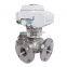 COVNA DN80 3 inch 3 Way L Port 24V DC Flange Type CF8M Stainless Steel Motorized Electric Ball Valve