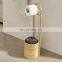 Handmade Organic Natural Freestanding Rattan Toilet Roll Paper Holder Woven Natural vietnam cheap wholesale
