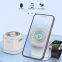 Conjunto de carregamento sem fio mini de 15W. Carregamento rápido de três dispositivos. Carregador sem fio 3 em 1 para celular, fone de ouvido e relógio. Seguro