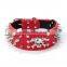Wholesale dog chain nails skulls multi color pu leather dog collar