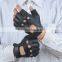 open back fingerless sports gloves with hook and loop closure
