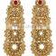 Indian Gorgeous Ruby Stone Made Gold Plated Polki Earring For Women