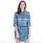 2015 Latest Fashion 100% Cotton Leisure Short Denim Maxi Dress