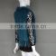 High Quality Genuine Rabbit Fur Knit Vest Fur Trim Peacock Blue Womens Fur Vest
