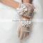 Ivory Pearl Bow Wrist Fish Net Wedding Party Bridal Flower Girl Gloves