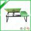 Green small portable wood folding computer table with iron legs