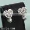 Famous Factory fashion silver stainless steel micr-setting rhinestone heart shaped earrings