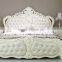 New french rococo style white bedroom furniture set wood high back full leather bed