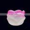 unique shaped pink colored flower shaped candlestick glass container/candle holder