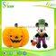 Promotion gift halloween plush monkey toy for kids with pumpkin