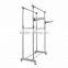 Heavy Duty Double Rail Adjustable Telescopic Rolling Clothing Garment Rack