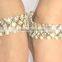 GOLD tone crystal PEARLS PAYAL Anklets pair