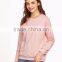 Whole sale Pink Bow Tie Custom Sweatshirt Split Back Fashion Dolman Sleeve Sweatshirt Pullovers French Terry
