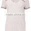 MGOO Custom Made 100% Cotton Embroidered Sleeeves T Shirt Women Deep V Neck Plain T-shirts
