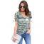 womens girls summer short sleeves camo blouse camo tops camo t-shirts