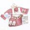 Fall And Spring Long Sleeves Girls Clothes Pink Linen Design Baby Girl Party Dresses