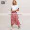 New fashion side tie red and white striped long wrap skirt for girl