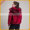 2017 new arrive korea fashion red bomber jacket with fox fur