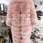 Genuine Fabric Natural fur coat women down jacket winter long section with removable sleeve and length