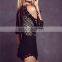 Cold Shoulder Keyhole Back Closed Good Time USA Beach Net Dresses Black NT6758