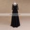 Long Sleeves Boho Beaded Black Wedding Dress