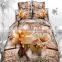 Home textile 3D Bright Golden Flower 100% Cotton Bed Comforter Set , Bedspread , Bedding Set