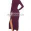 Sexy Sweater Dress Long Sleeve Stretch Hot Sale Women's Solid Color Side Split Slim Knit Dress