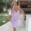 Wholesales Cheap Price Women V Neck Sexy Mini Dress Ladies Bodycon Slip Casual Dresses Women Clothing