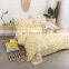 2020 summer jersey knit stripe aloe cotton fabric soft comforter bed linen bedding set with reactive printing leaves plaid