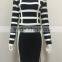 2015 New Luury Black and White Women Long Sleeve bodycon party dresss sey Knee-length Bandage Dress wholesale drop ship