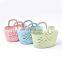 Pink bath basket Soft plastic wash storage Multi-Purpose Bath Basket with two handles