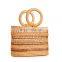 New Arrival Square Rattan HandBag with hoop handles Summer Essential Straw Bag for Women