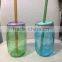 Custom design 16oz coloured glass mason jar with pipe, empty glass mason jar