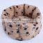 Cuddle Pet Dog Bed Brown Color With Paw Print